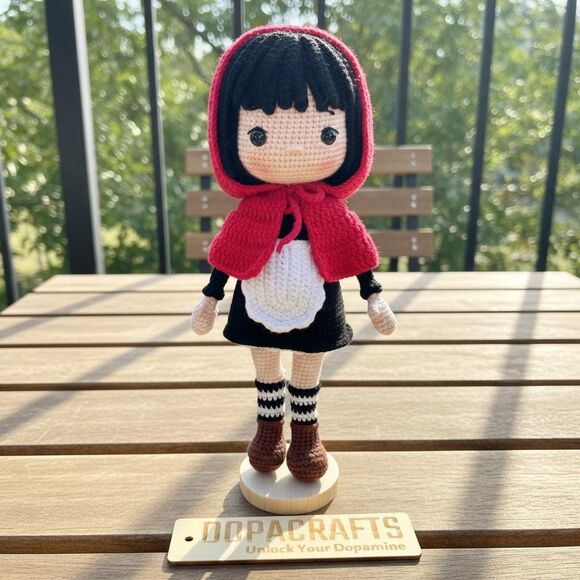 Crochet girl with Little Red Riding Hood Doll – Amigurumi...